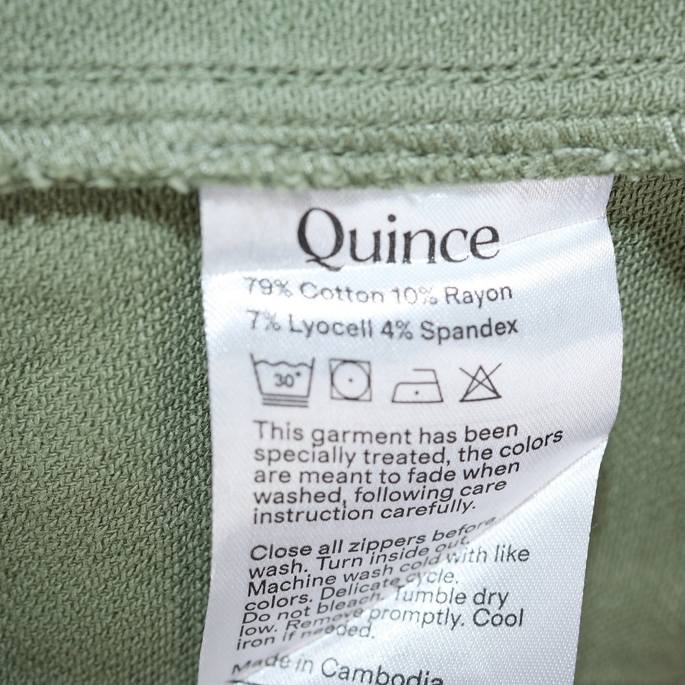 Quince Womens Olive Green Wide Leg Utility Pants High Rise Cotton Blend Size 8 - Picture 7 of 8